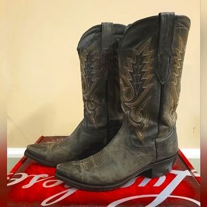 Lucchese Handmade 1883 Anthracite Madras Goat Cowboy Western Boots.